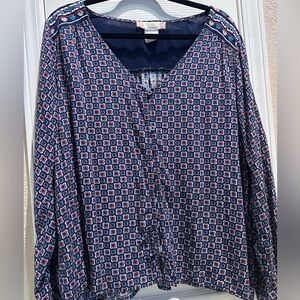Flying Tomato Navy and Red Patterned Top